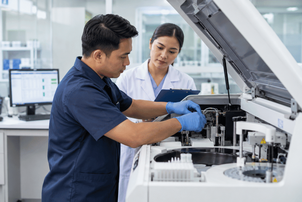Local technical support for clinical laboratory equipment